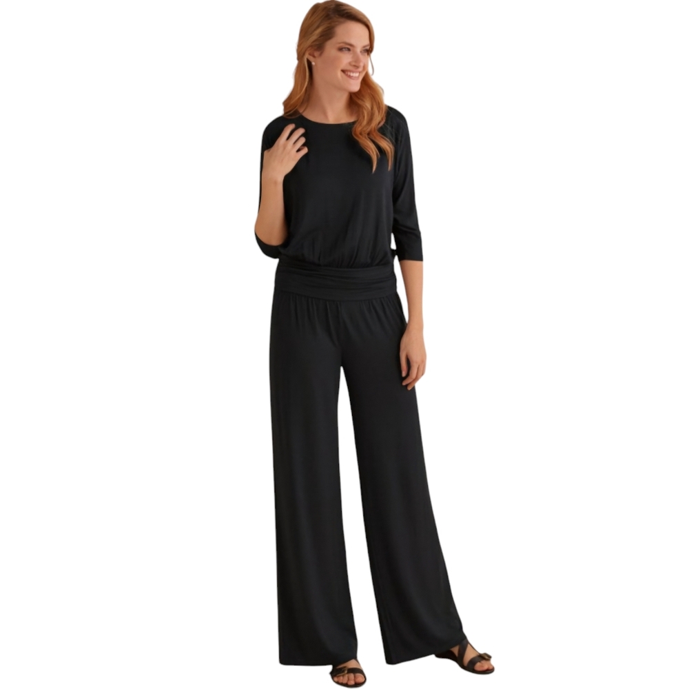 Soft Surroundings Women's Toujours Jumpsuit Charcoal Gray Jersey Knit Size Small